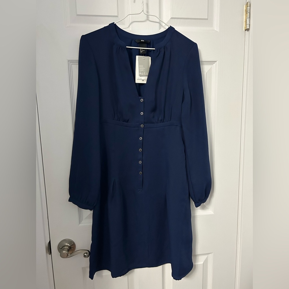 H&M Deep Blue Long Sleeve Dress
